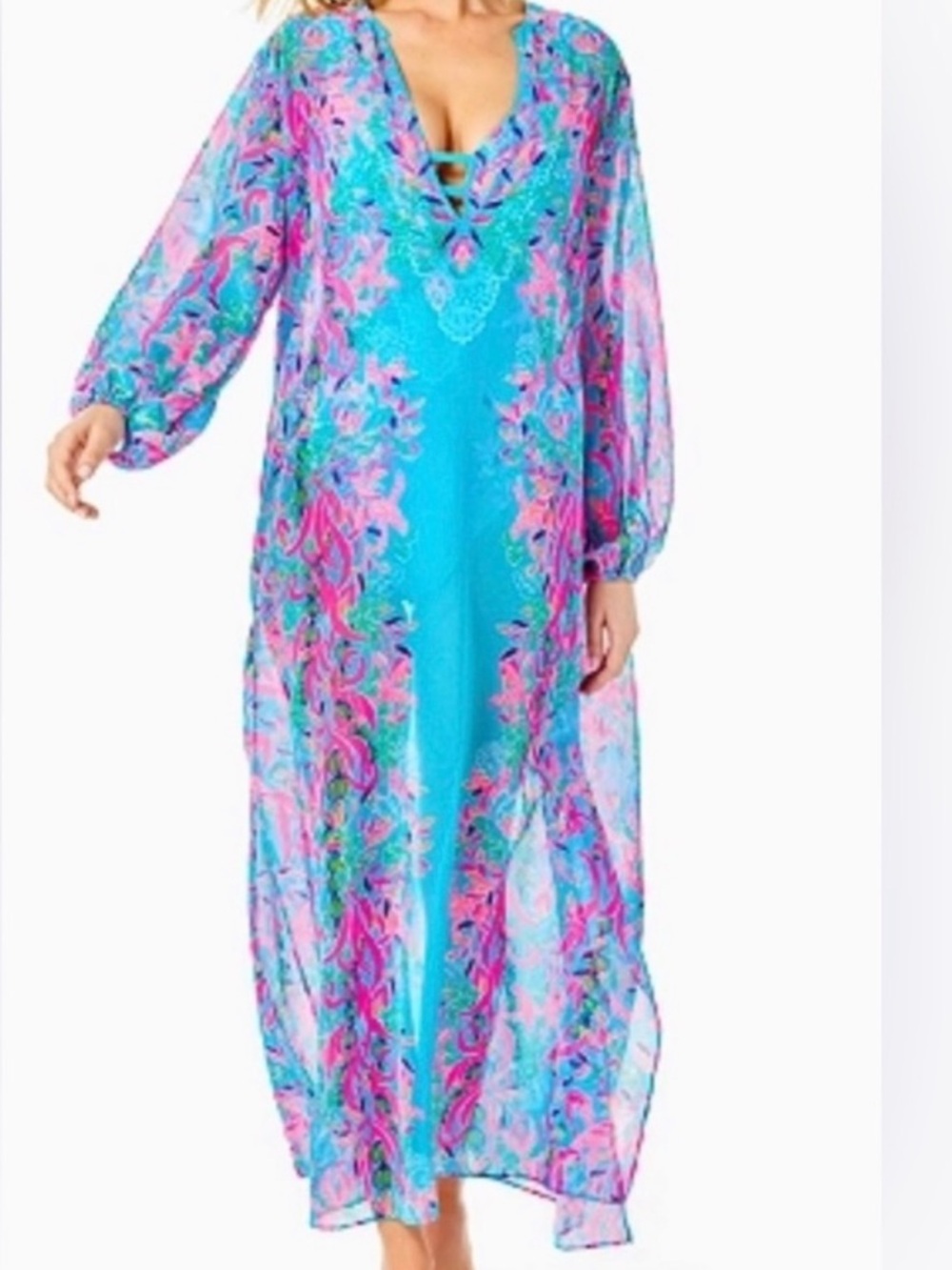 Lilly Pulitzer Frey Long sleeve Maxi Beach Muu Muu sz S M L - Picture 13 of 13